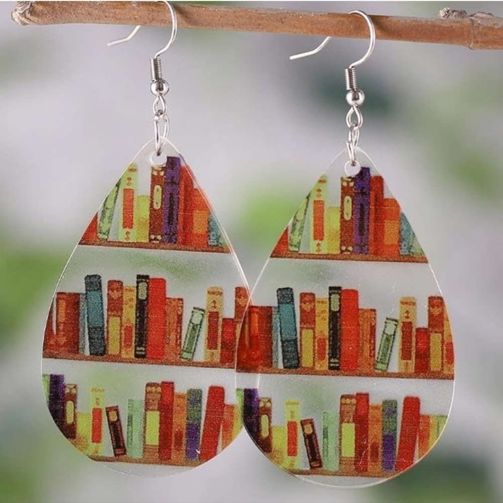 Women’s Jewelry unique Colorful Teardrop Bookshelf Dangle Earrings